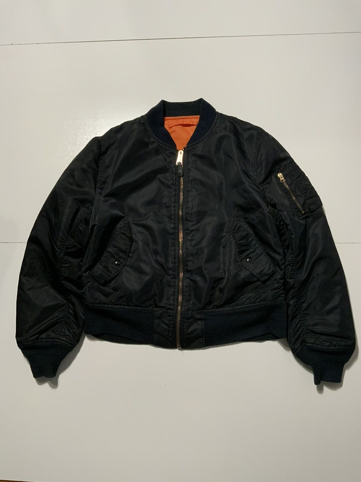 image of Alpha Industries Ma-1 Black Reversible Flight Bomber Jacket, Men's (Size Medium)
