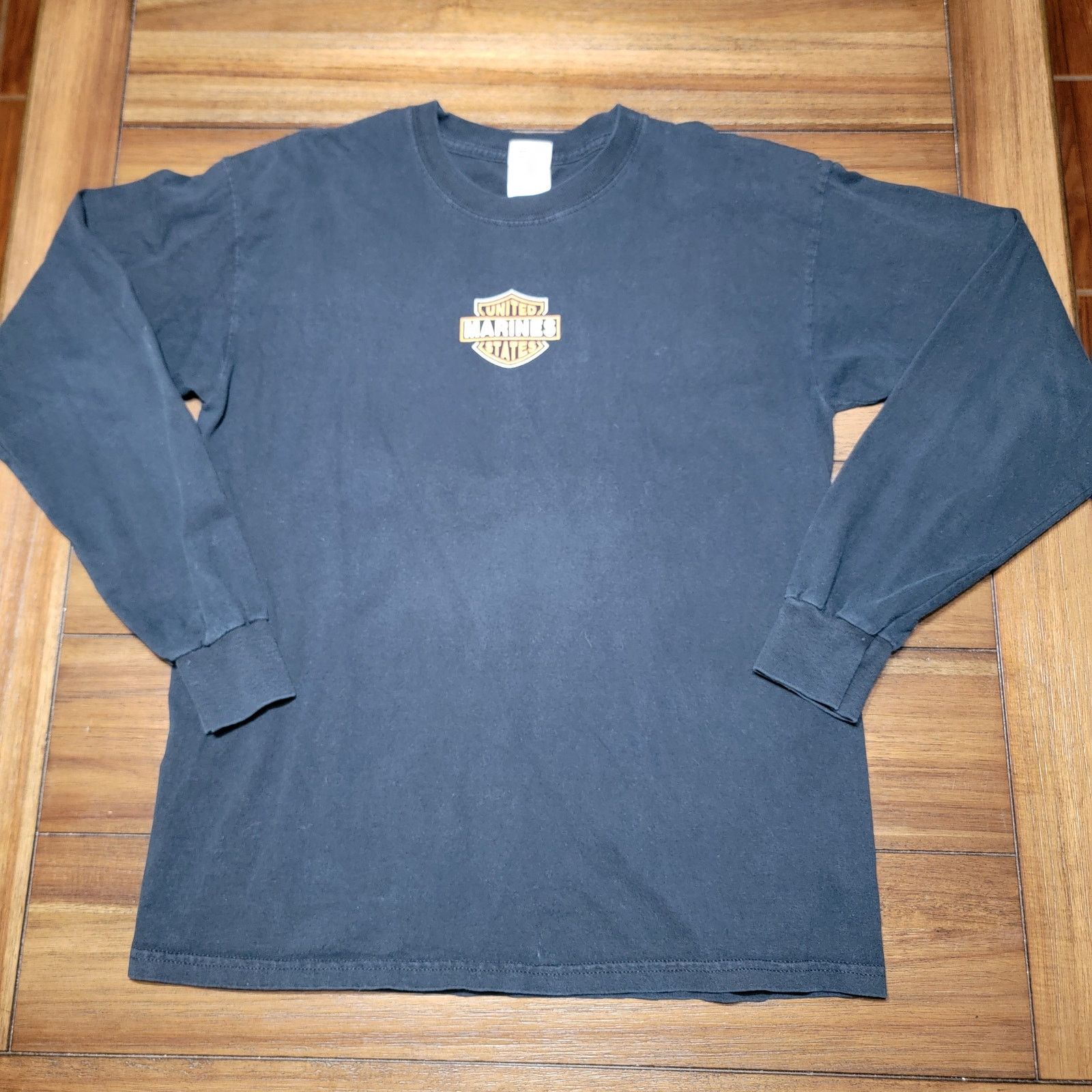 Gildan US Marines LS Unisex Tee Harley Davidson Style - Size Medium Size US M / EU 48-50 / 2 - 3 Thumbnail