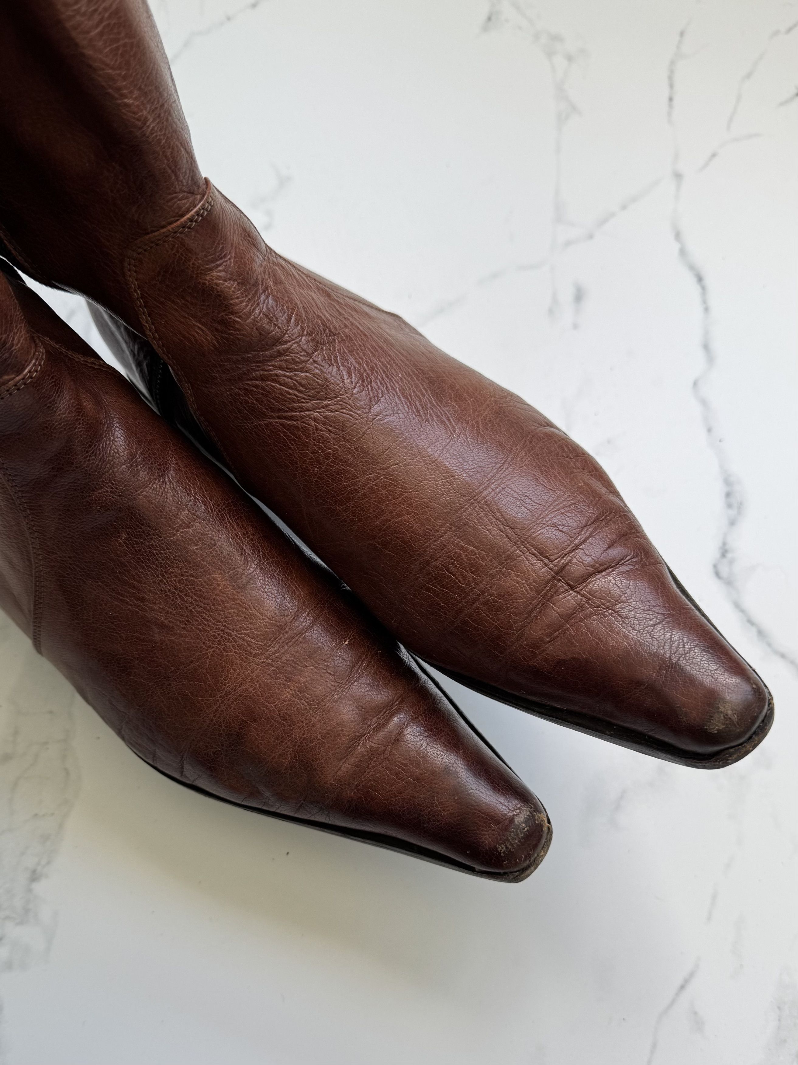 Vintage Vintage Leather Knee High Pointed Toe Low Heel Riding Boots Size US 7 / IT 37 - 7 Thumbnail