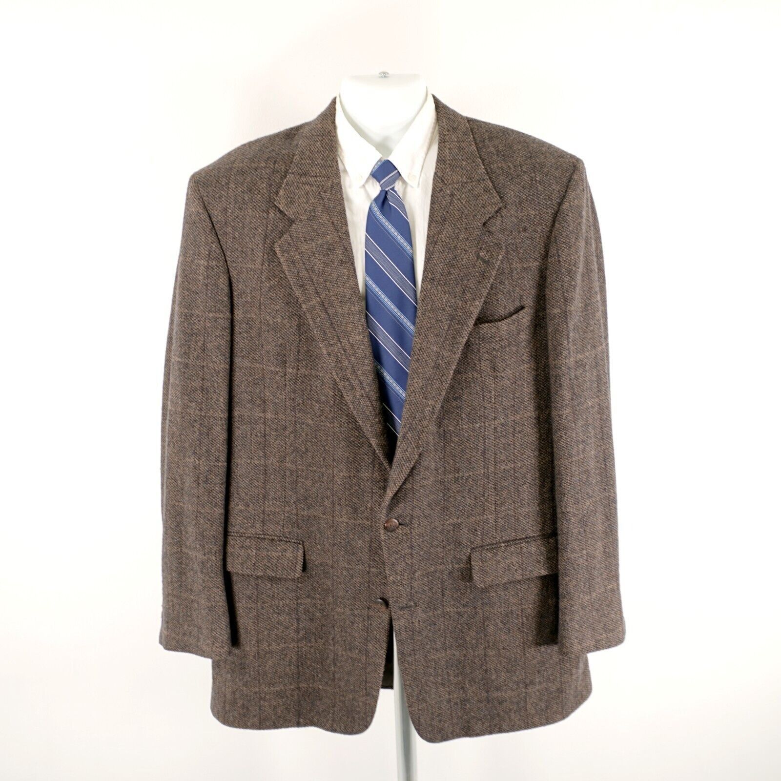 Bill Blass Bill Blass Tweed Wool Brown Black Birdseye Windowpane 2 Butt Size 44L - 5 Thumbnail