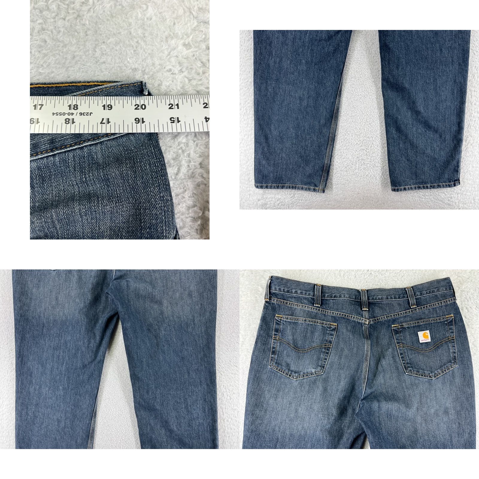 Carhartt Carhartt Jeans Mens 40 Blue Denim Relaxed Fit 40x30 Cotton Blend 5-Pocket Design Inseam 30 Bootcut Steel Hardware Mid Rise Button Zip Denim Size US 40 / EU 56 - 9 Thumbnail