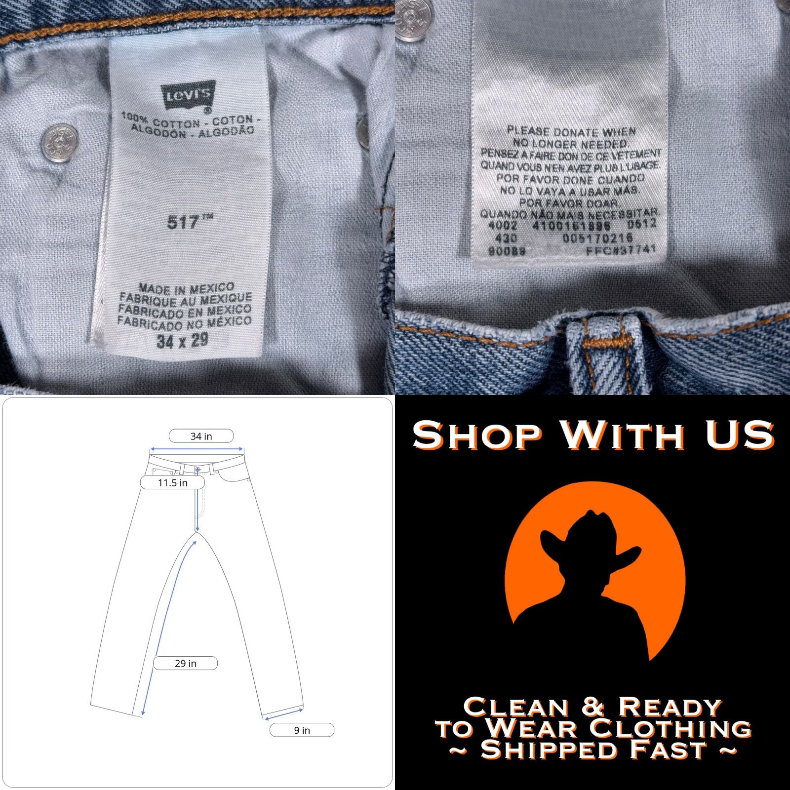 Levi's VINTAGE Levi's Jeans Mens 34x29 Blue 517 Bootcut Denim Medium Wash Western 90s Mens Size US 34 / EU 50 - 8 Thumbnail