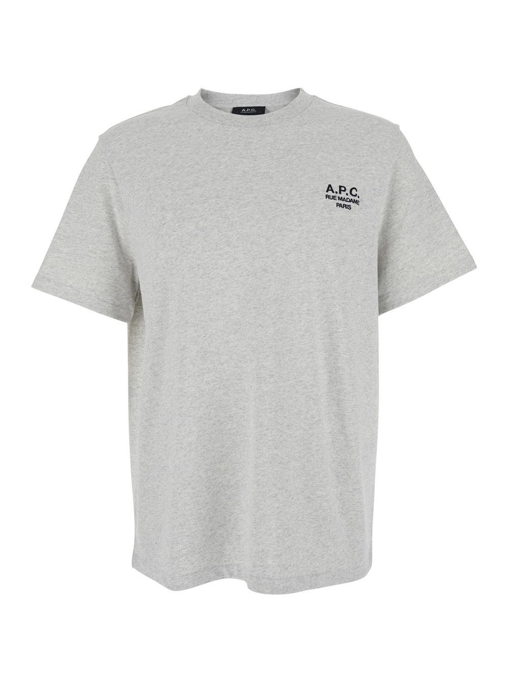 A.P.C. Grey Crew Neck T-Shirt with Embroidered Logo on Front in Cotton Woman Size S / US 4 / IT 40 - 1 Thumbnail