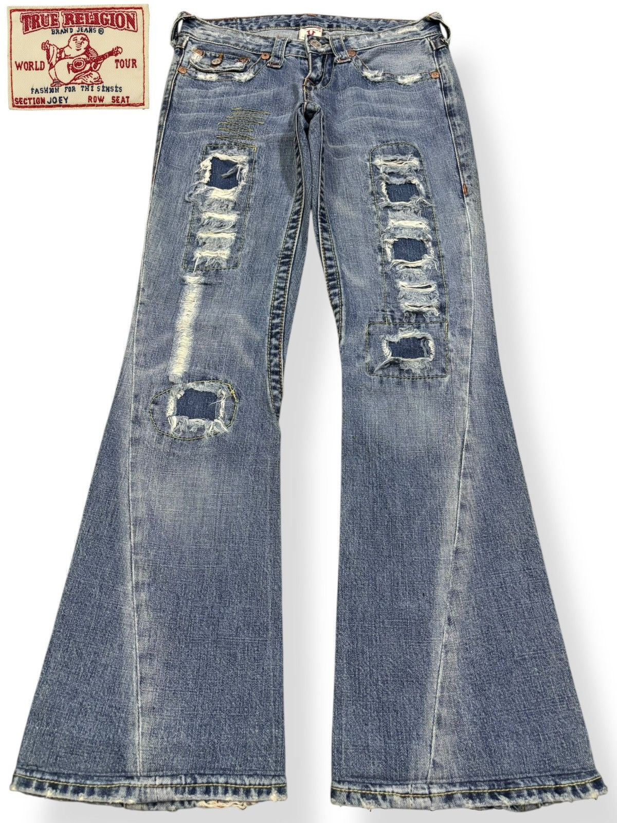 True Religion Vintage True Religion Joey Patchwork Distressed Flare Jeans Size US 28 / EU 44 - 1 Thumbnail