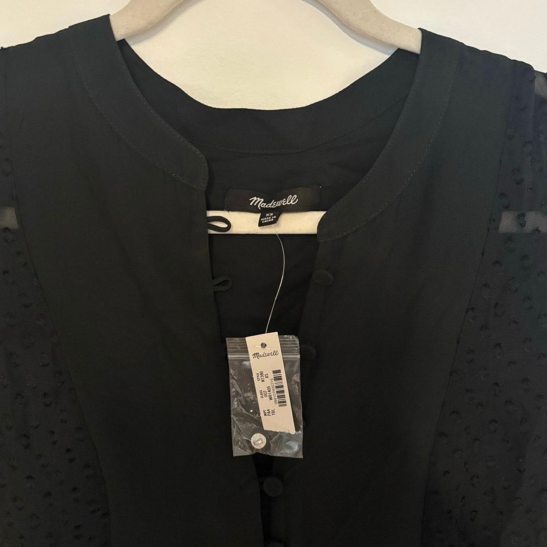 Madewell NWT Madewell Tie-Waist Midi Dress in Clip Dot Black Size XS Size XS / US 0-2 / IT 36-38 - 6 Thumbnail
