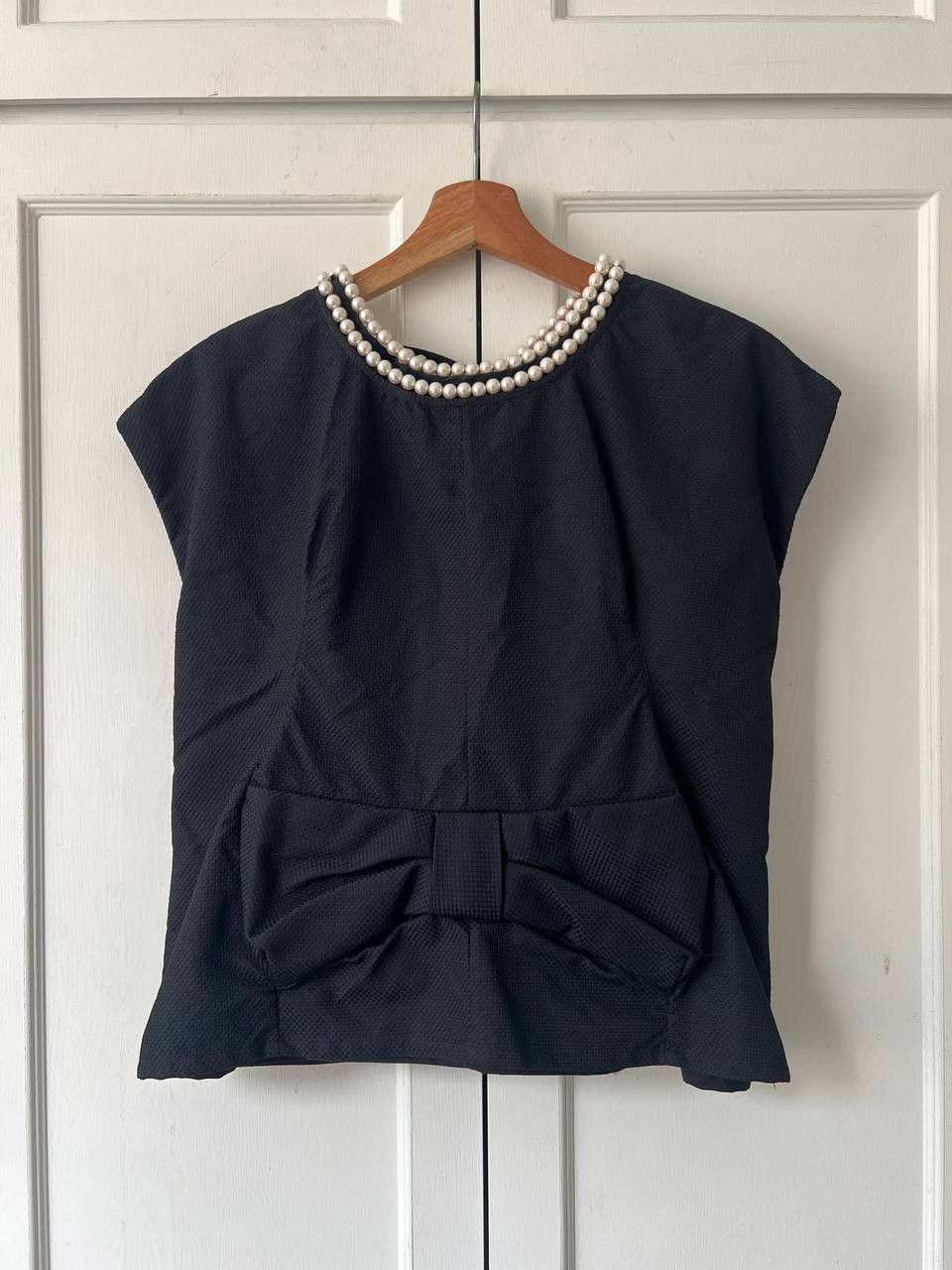 Junya Watanabe SS24 Junya Watanabe Bow Tie Pearl Scrunch Blouse Size XS / US 0-2 / IT 36-38 - 1 Thumbnail