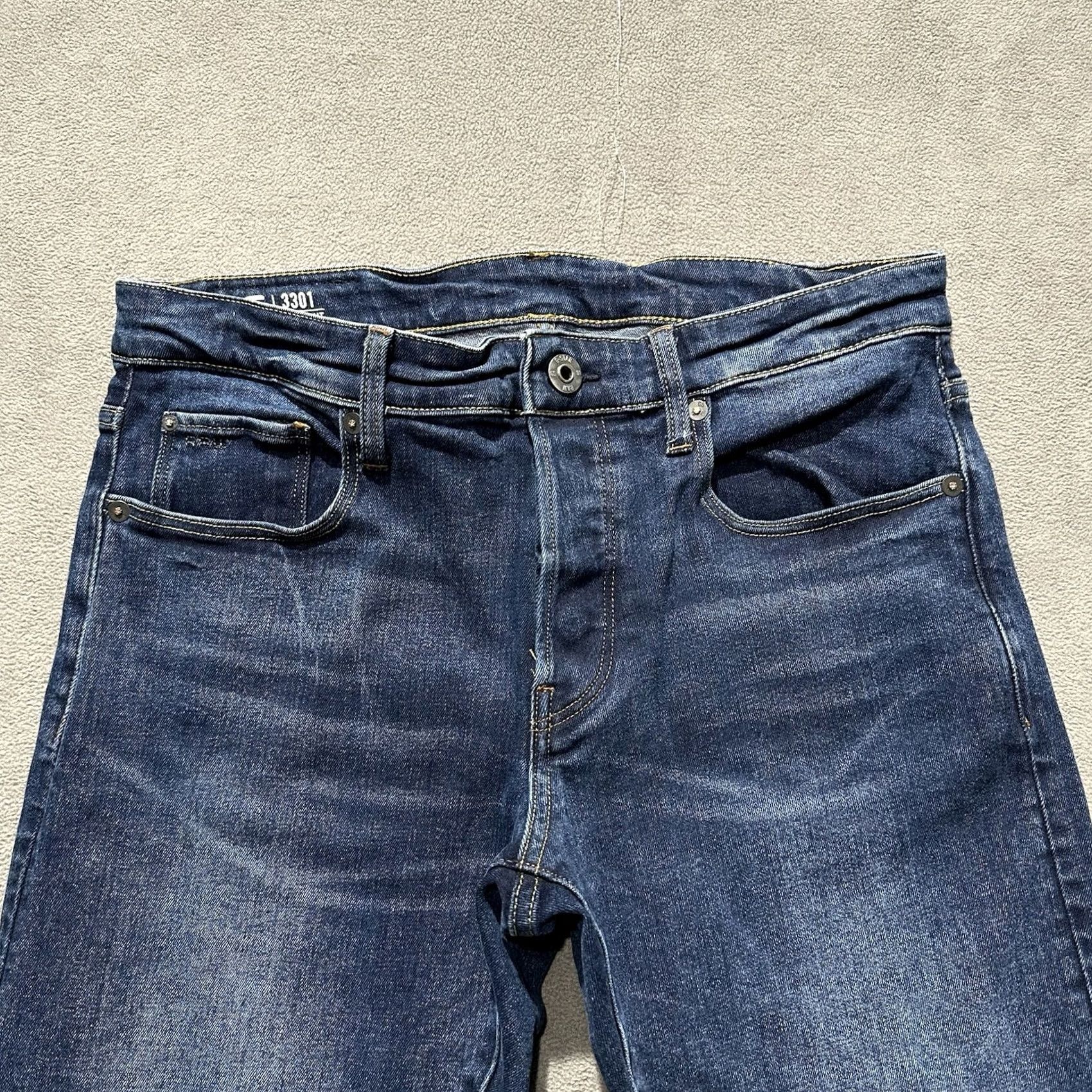 G-Star VINTAGE G-Star Raw Jeans Mens 31x32 Blue Denim Button Fly Designer 3301 Straight Size US 31 - 3 Thumbnail