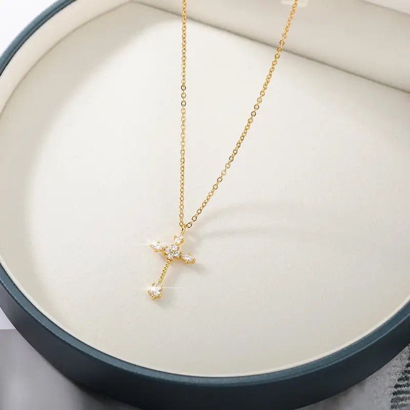 Jewelry × Vintage Zircon Cross Pendant Necklace Size ONE SIZE - 3 Thumbnail