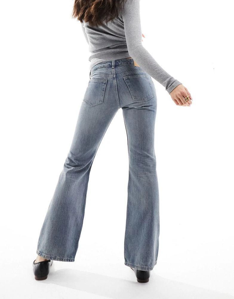 Asos ASOS Weekday nova low waist slim bootcut jeans tribe blue Size 31" - 3 Thumbnail