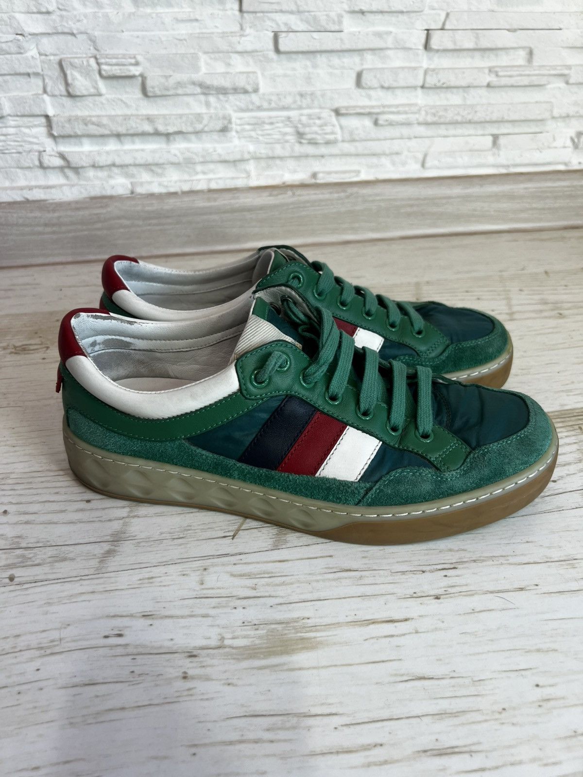 Gucci Gucci Green Suede Nylon Sneakers 501215 Size 38 / US 8 Size US 7.5 / IT 37.5 - 2 Thumbnail