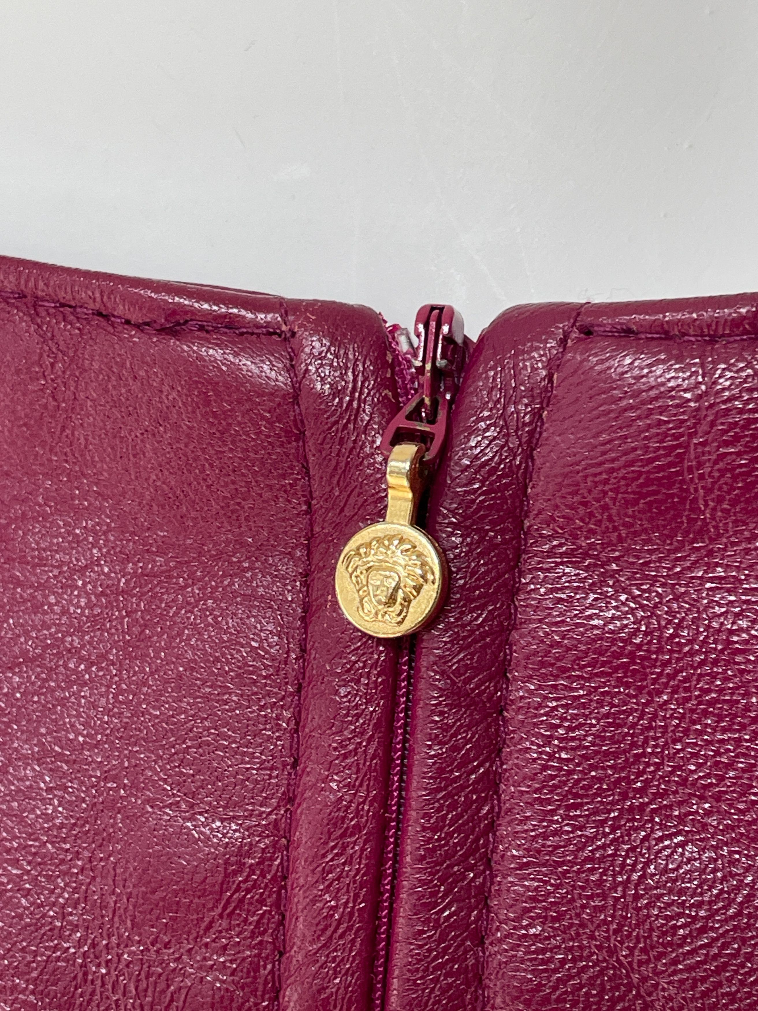Versace Jeans Couture burgundy leather skirt Size 25" / US 0 / IT 36 - 5 Thumbnail