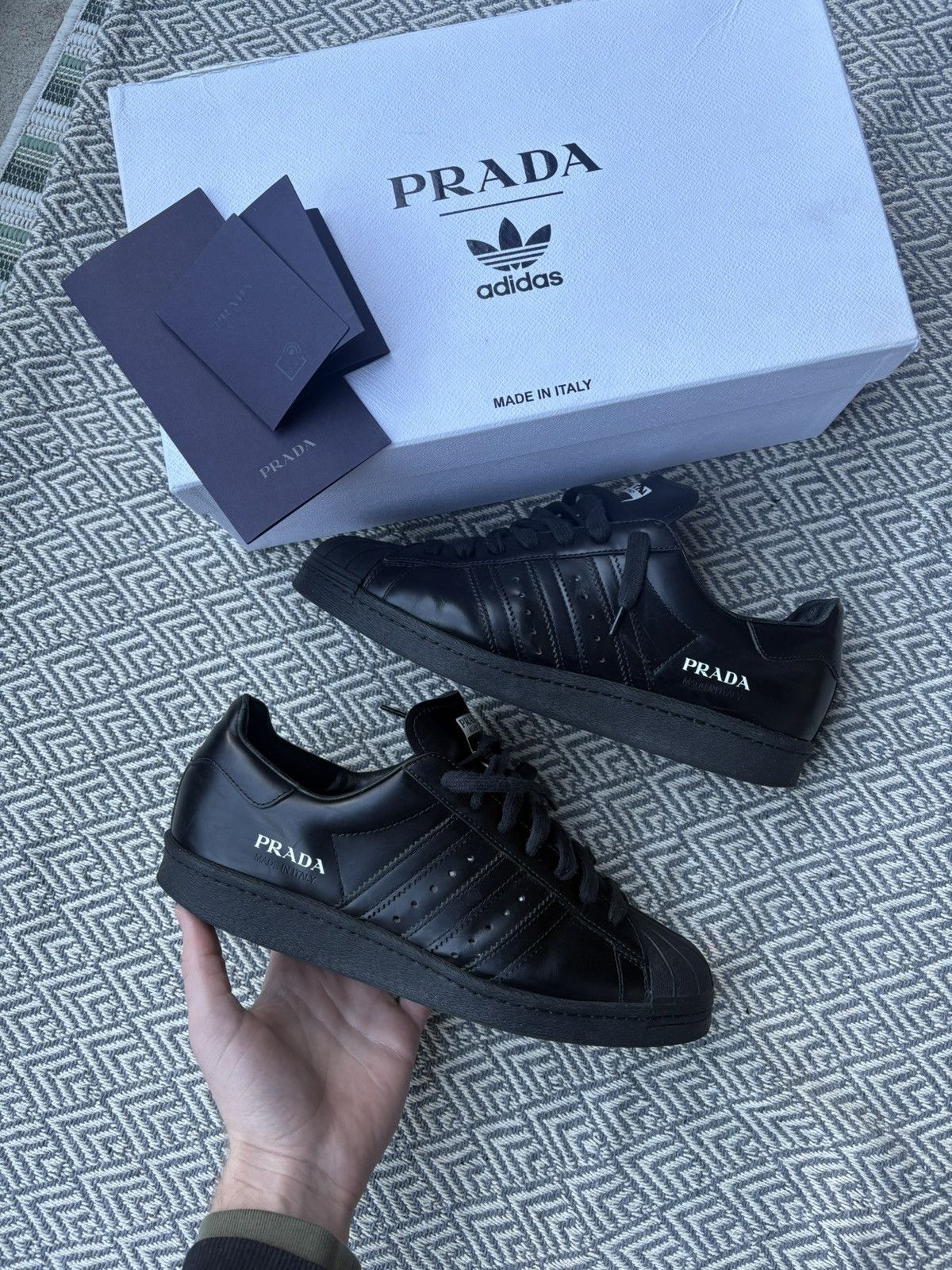 Adidas  Prada Prada Superstar Black | Grailed