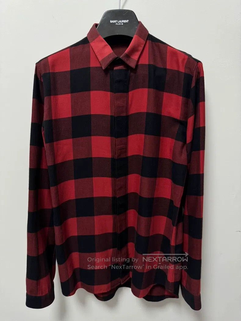 Dior Size39 Dior homme 14fw black and red plaid shirt