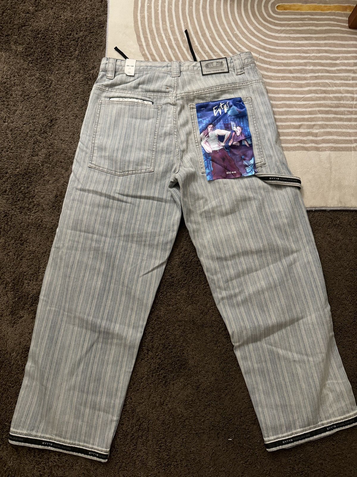 Eytys Indigo and White Striped Titan Max Jeans