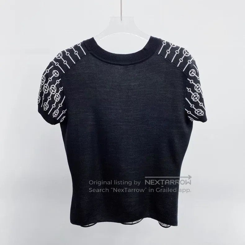 Hermes Hermes Black and White Lock Chain Patterned Short Sleeve Size S / US 4 / IT 40 - 2 Thumbnail