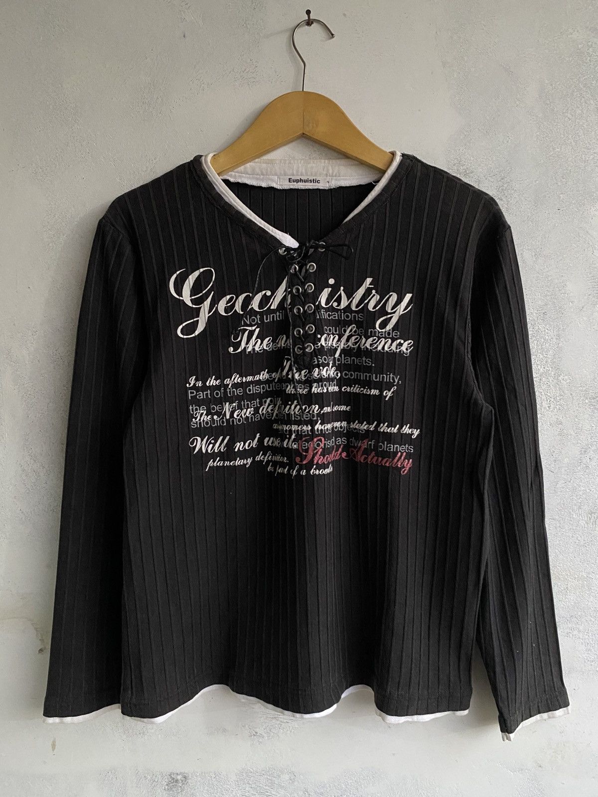 Japanese Brand Euphuistic Lace Up Bondage Ls Shirt y2k Lgb Size US L / EU 52-54 / 3 - 1 Thumbnail