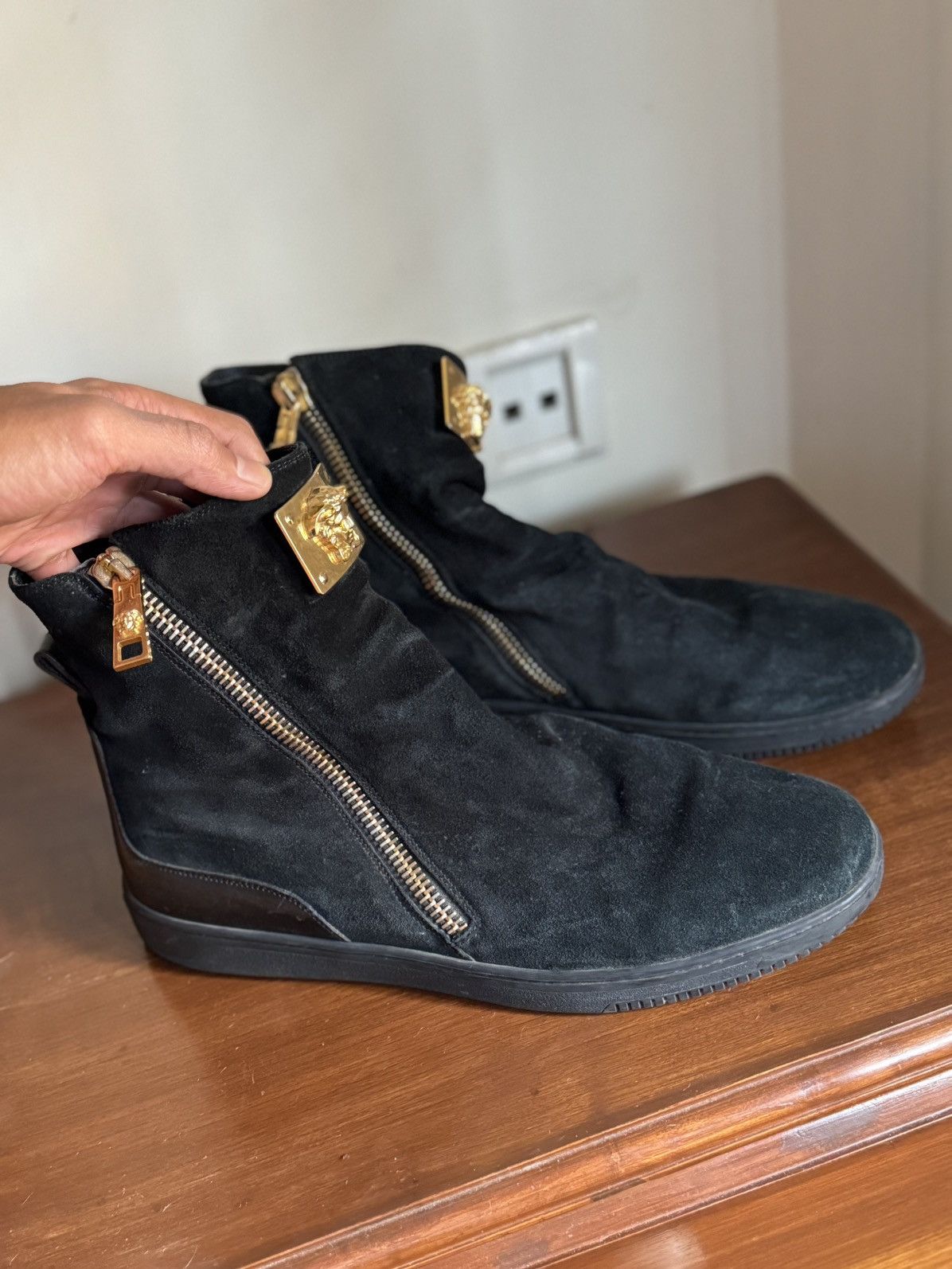 Versace Black Suede Versace Boots Size US 12 / EU 45 - 2 Thumbnail