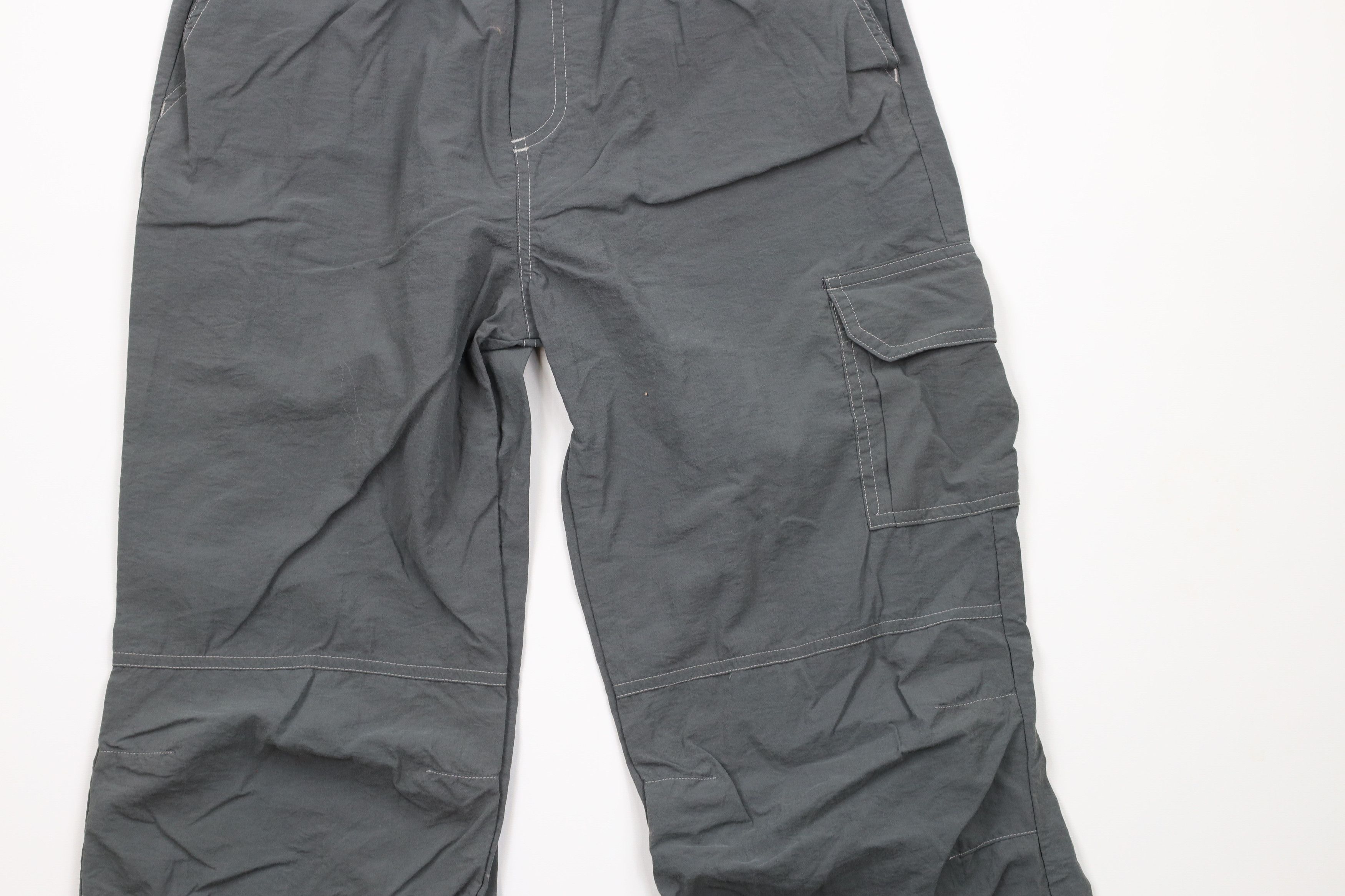 Vintage Vintage 90s Streetwear Double Knee Belted Flared Pants Gray Size US 34 / EU 50 - 3 Thumbnail