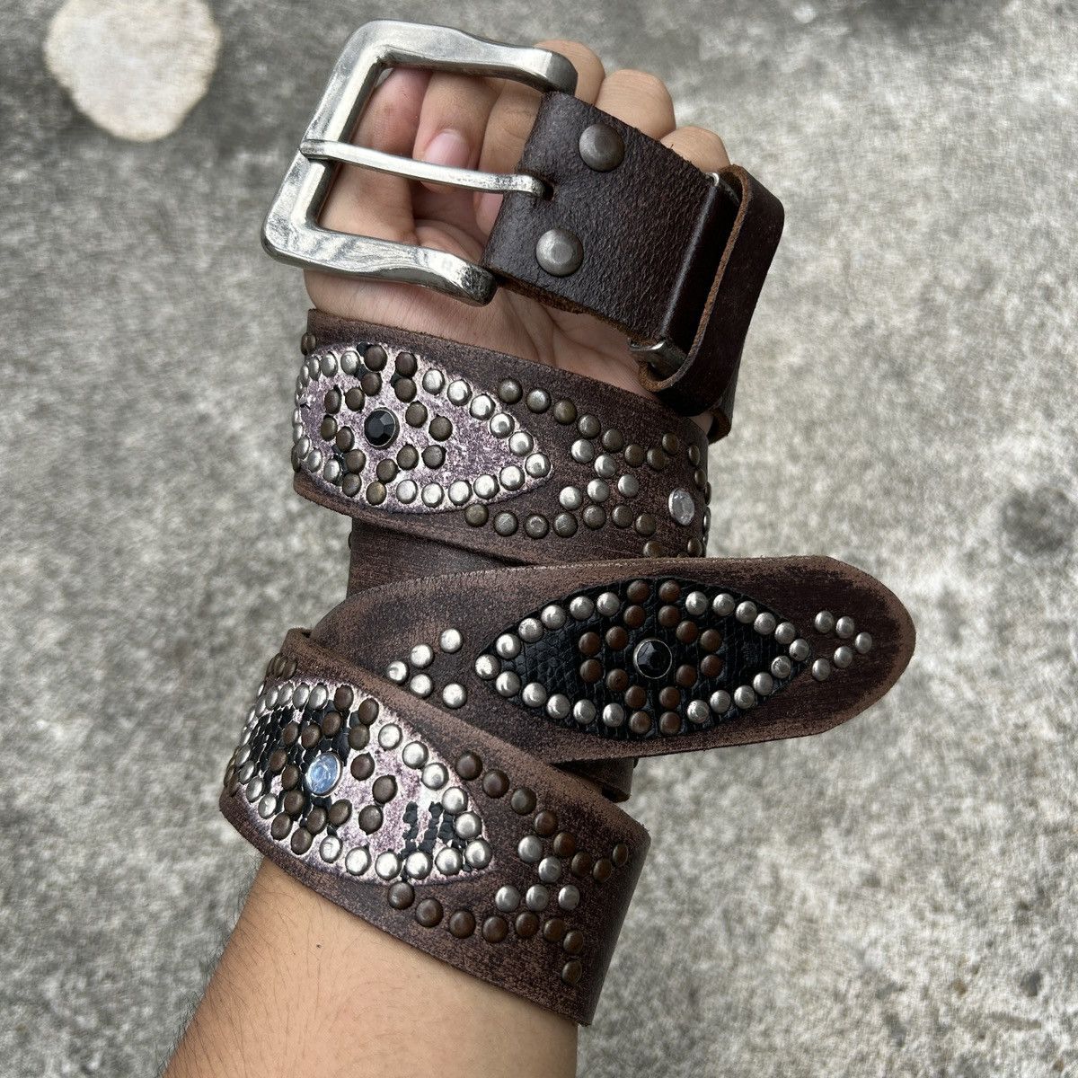 Vintage Vintage studded leather belt (Kapital Style) Size ONE SIZE - 3 Thumbnail