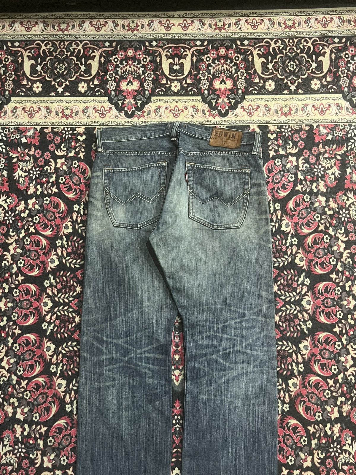Edwin Vintage Edwin XVS Japan Blue Washed Distressed Jeans Size US 34 / EU 50 - 6 Thumbnail