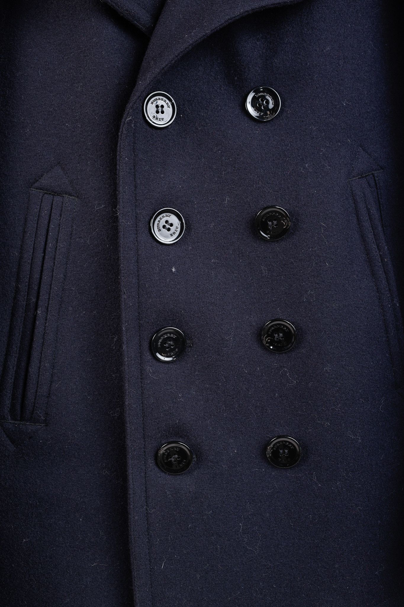 Burberry Burberry Brit Navy Wool-Blend Double-Breasted Peacoat Size US L / EU 52-54 / 3 - 8 Thumbnail