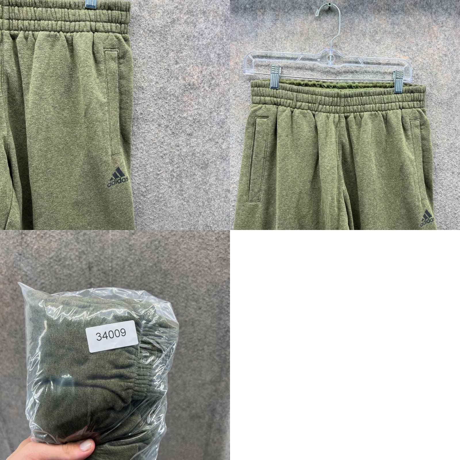 Adidas VINTAGE adidas Jogger Mens Medium Green Olive Fleece Sweatpants Trefoil Tapered Pants Regular Size US 31 - 8 Thumbnail