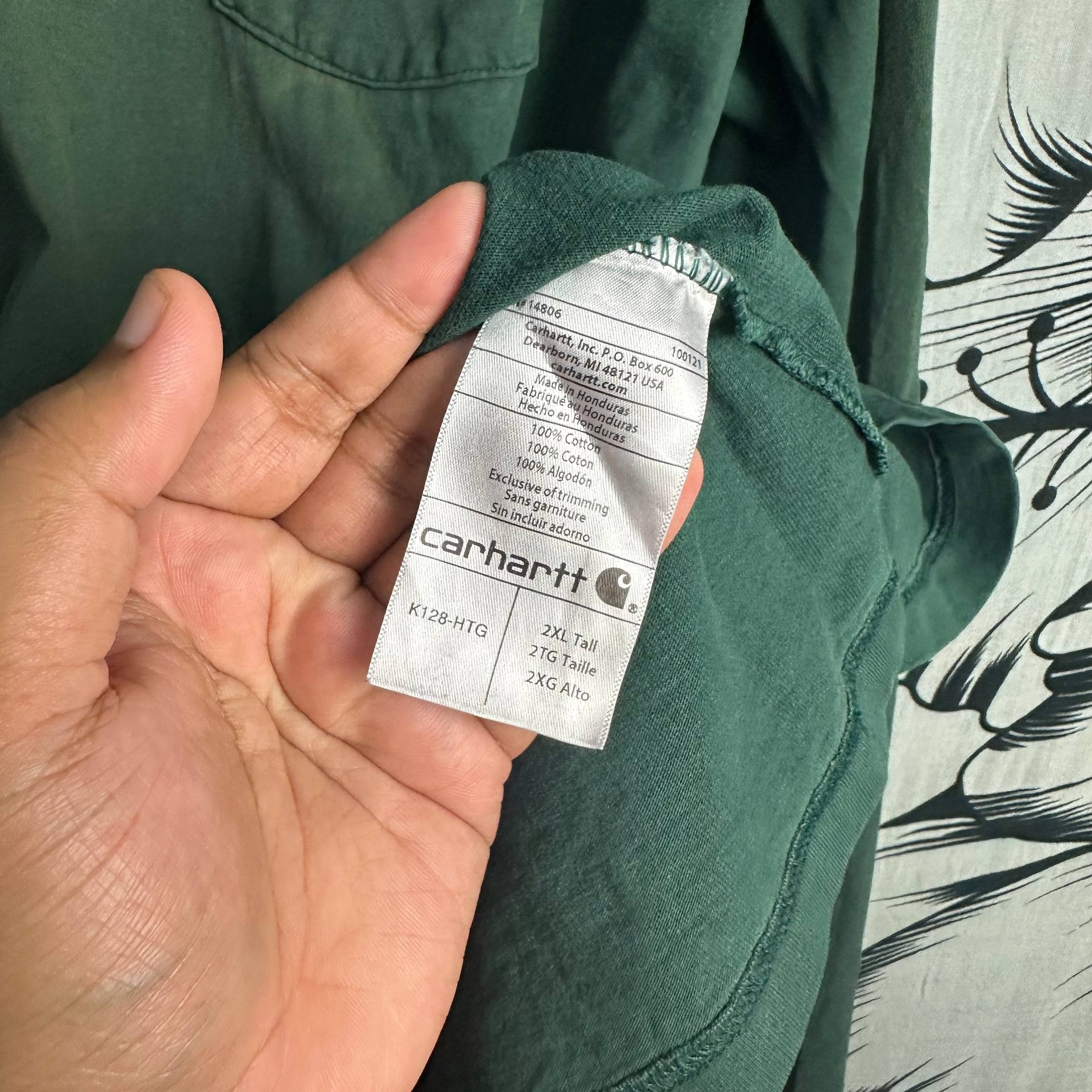 Vintage Vintage Sun Faded Carhartt Green Heavyweight Henley Shirt Size US XXL / EU 58 / 5 - 6 Thumbnail