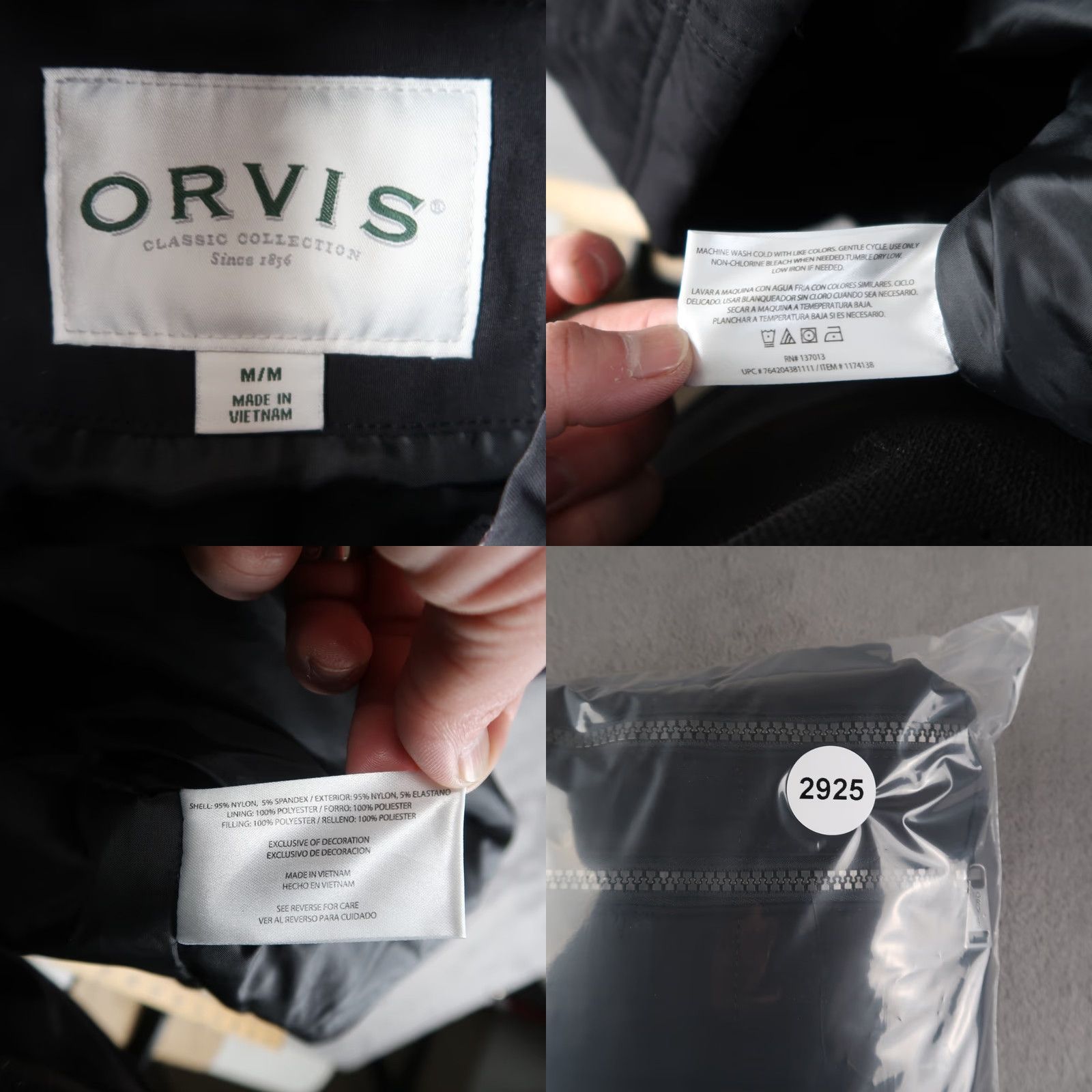 Orvis Orvis Vest Mid-Length Black Puffer Quilted Full Zip Mens Trim Stand-Up Collar Jacket Outdoor Preppy Vintage Size US M / EU 48-50 / 2 - 8 Thumbnail