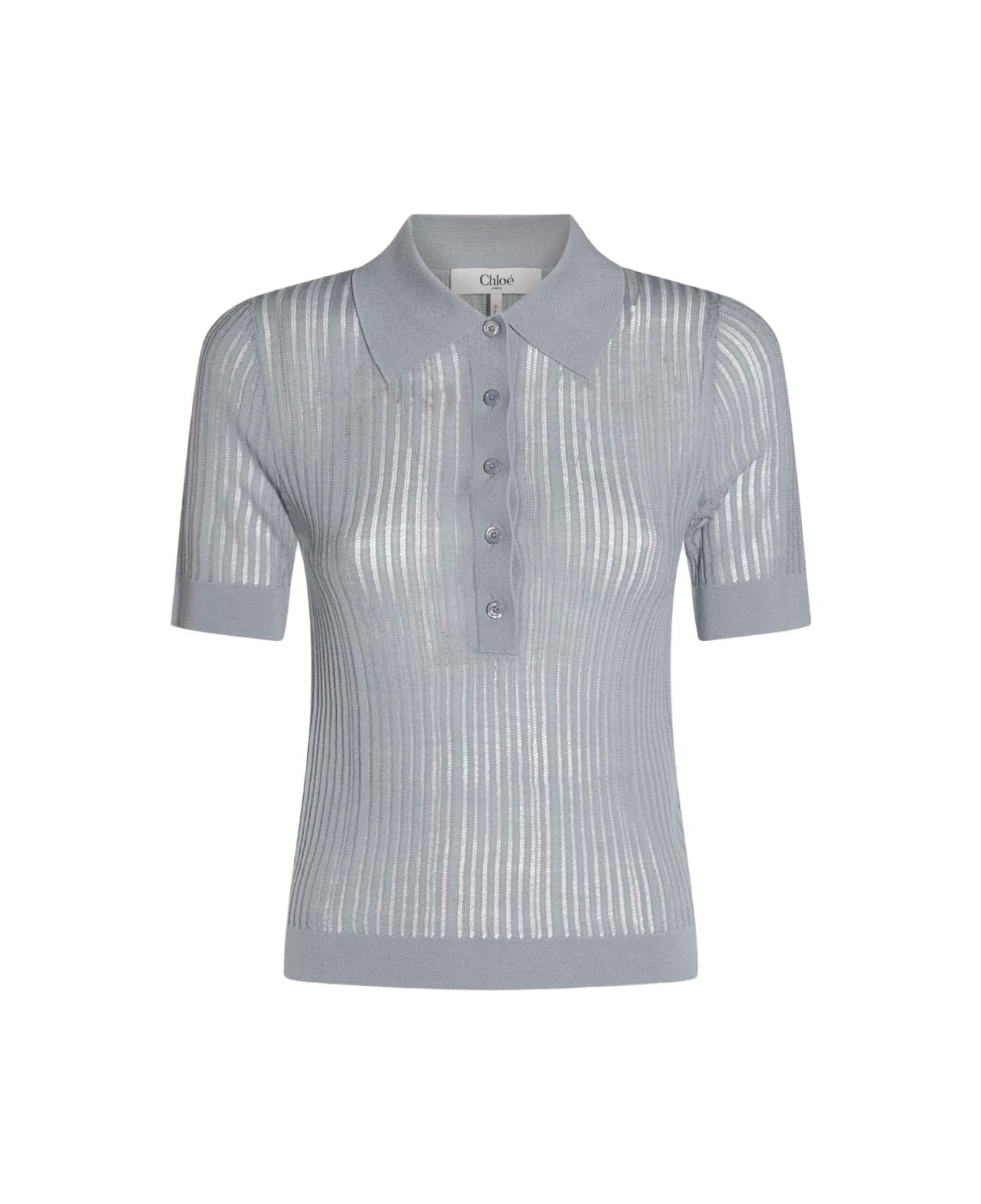 Chloe o1loc1c11125 Pullover Polo Shirt in Iced Blue Size XS / US 0-2 / IT 36-38 - 1 Thumbnail