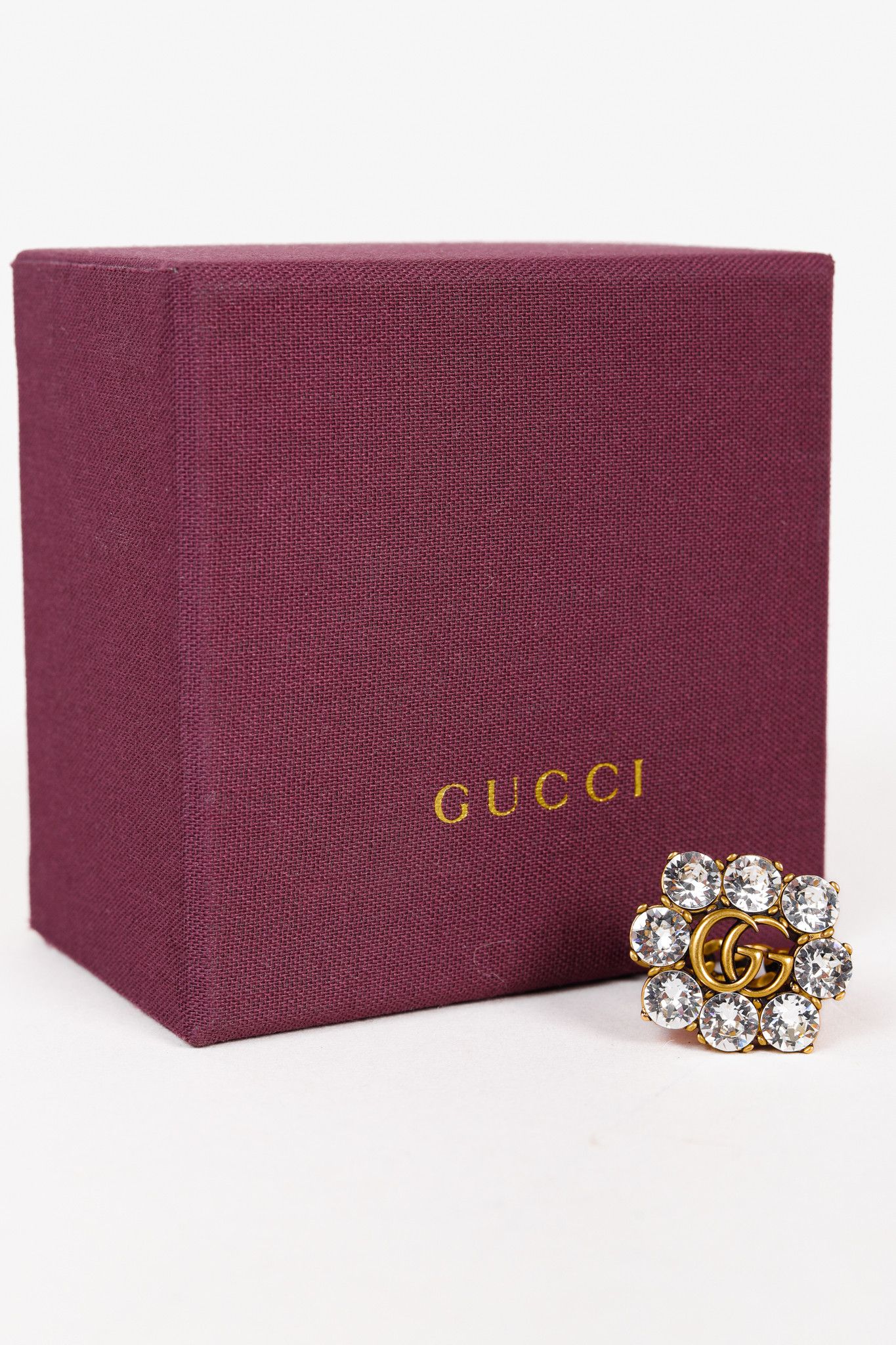 Gucci Gucci Double GG Crystal Link Ring Size ONE SIZE - 6 Thumbnail