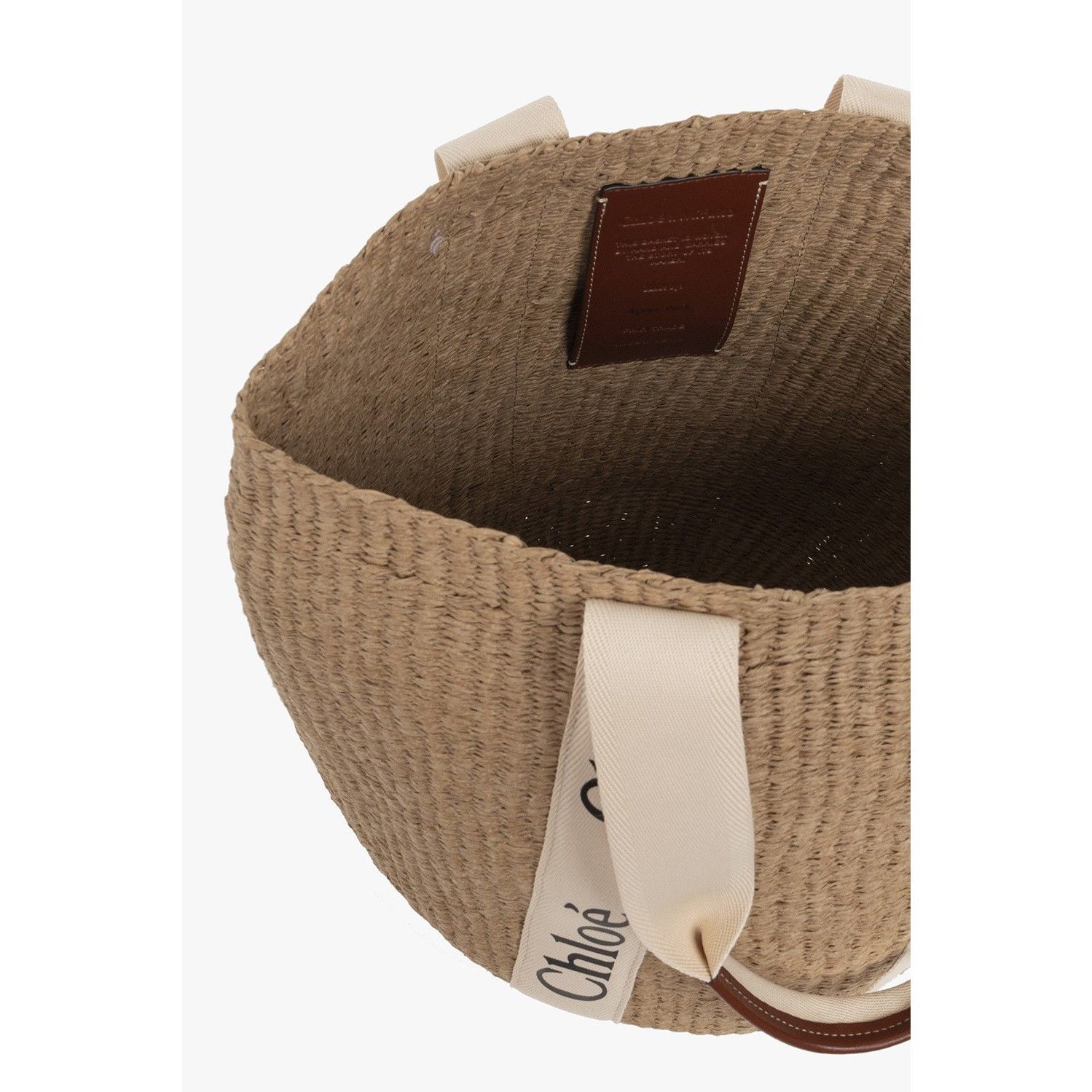 Chloe Chloe Large Basket Tote White Raffia-Effect Linen Shoulder B Size ONE SIZE - 4 Thumbnail