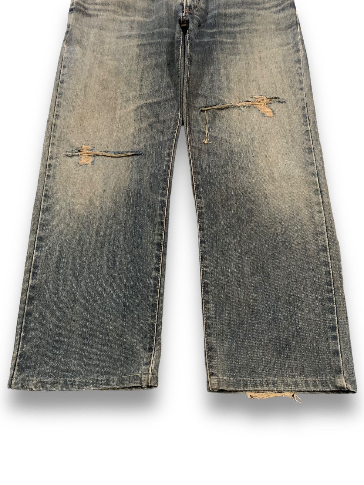 Edwin Vintage Y2K Edwin 403 Yellow Mud Wash Loose Distressed Jeans Size US 35 - 8 Thumbnail