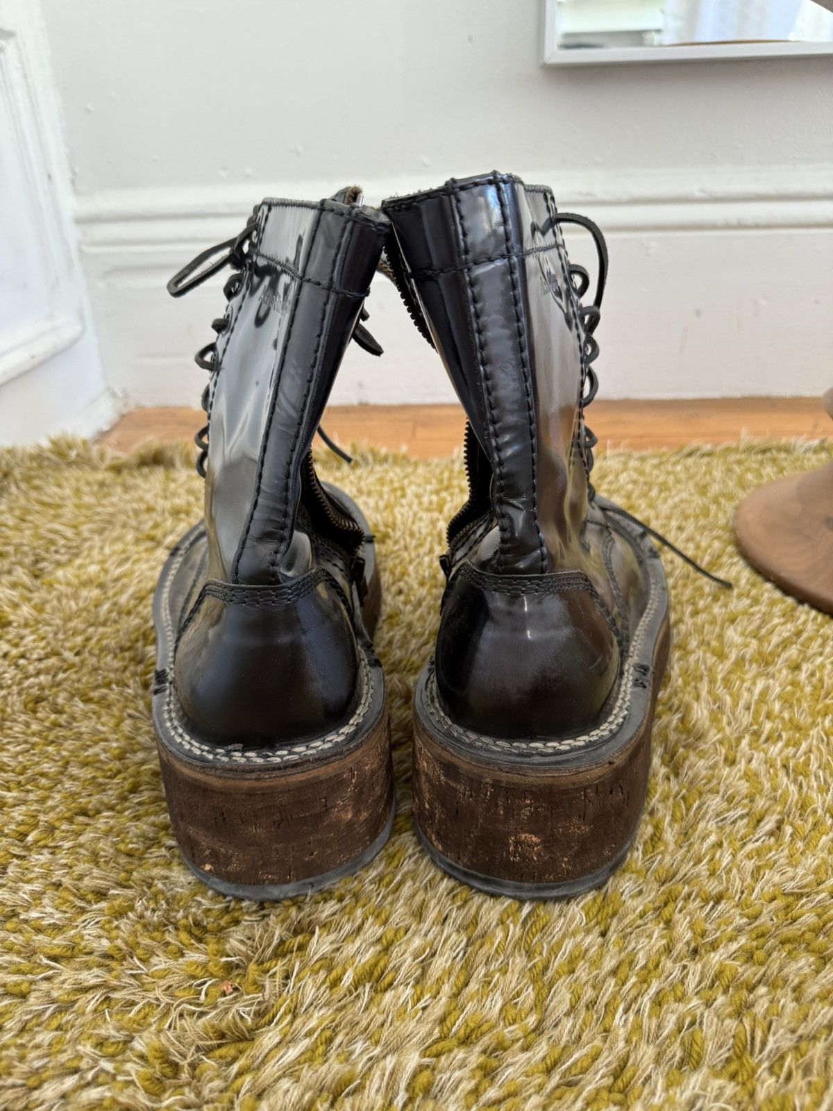 Acne Studios Acne Studios Patent Leather and Cork Combat Boot Size US 10.5 / EU 43-44 - 2 Thumbnail