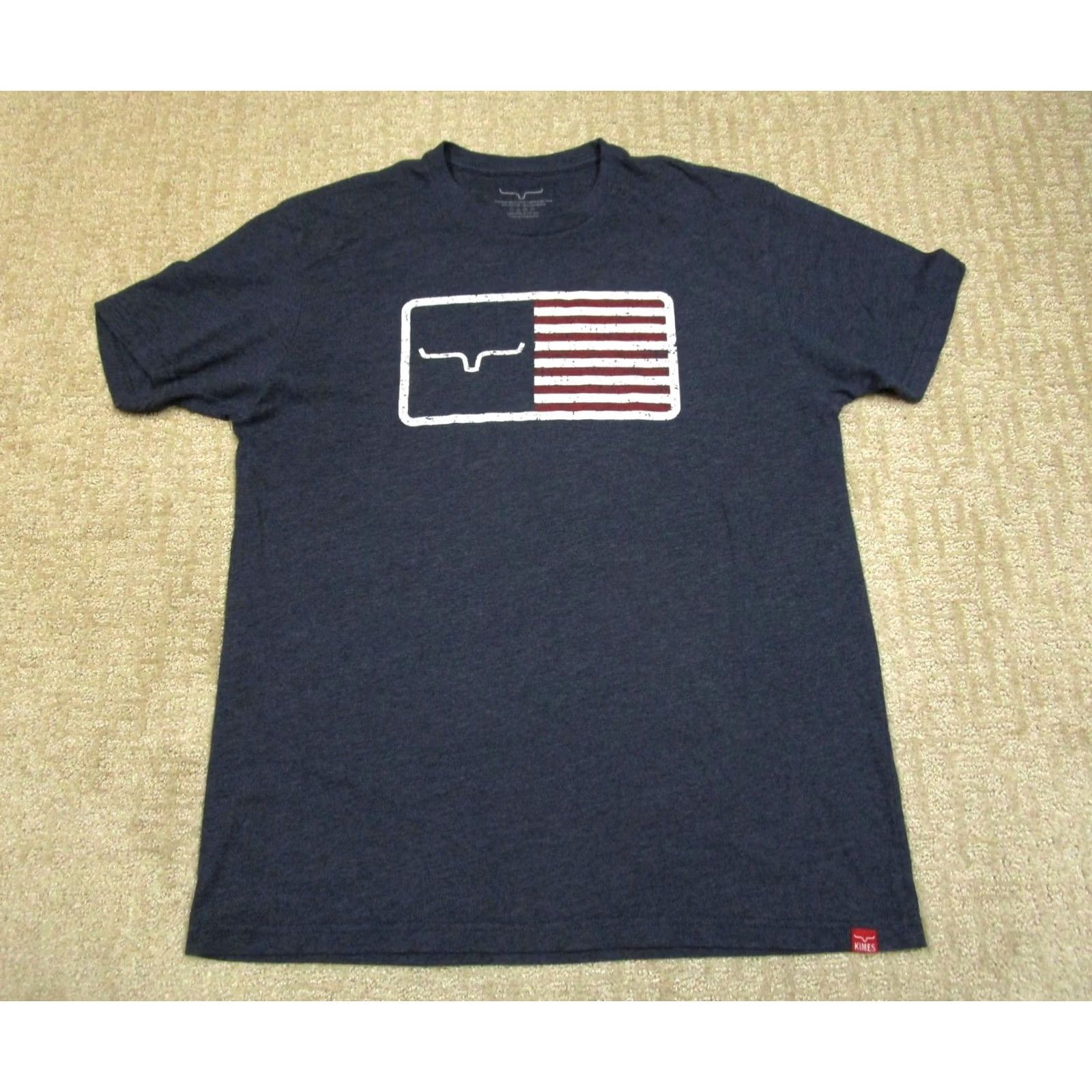 Vintage Kimes Ranch Shirt Men Medium Blue Short Sleeve Graphic Print Logo USA Flag T-Shirt Casual Tee Size US M / EU 48-50 / 2 - 2 Thumbnail