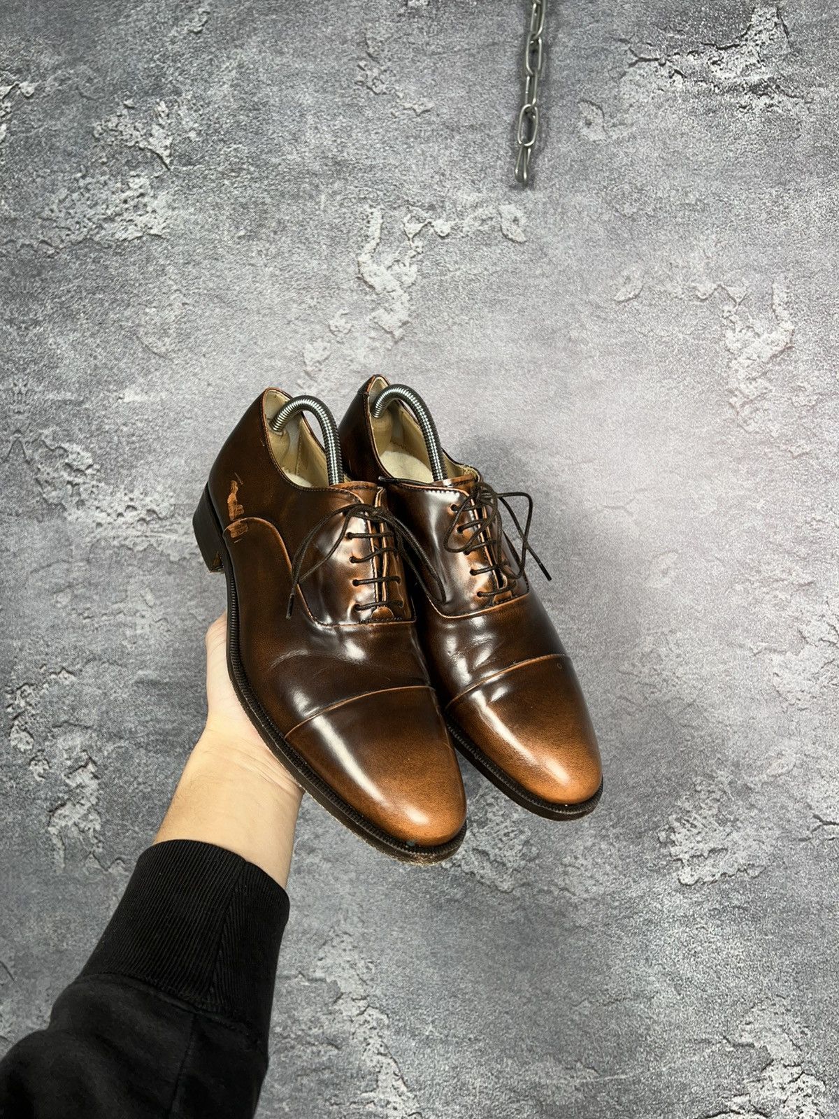 Scarosso Brown Leather Casual Oxford Shoes Size 41