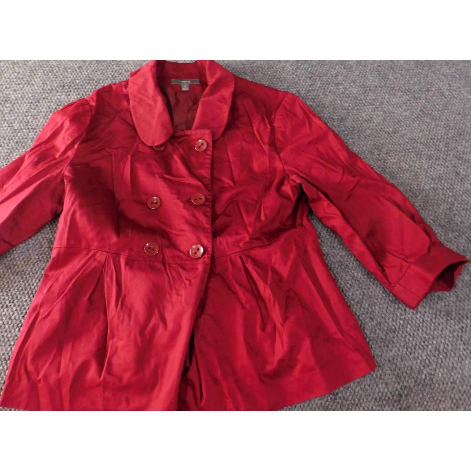 Apt. 9 Apt. 9 Jacket Womens Trench Coat Red 16 Button Collar Knit Cotton Solid Long Sleeve Mid-Length Regular Size Size XXL / US 16-18 / IT 52-54 - 3 Thumbnail