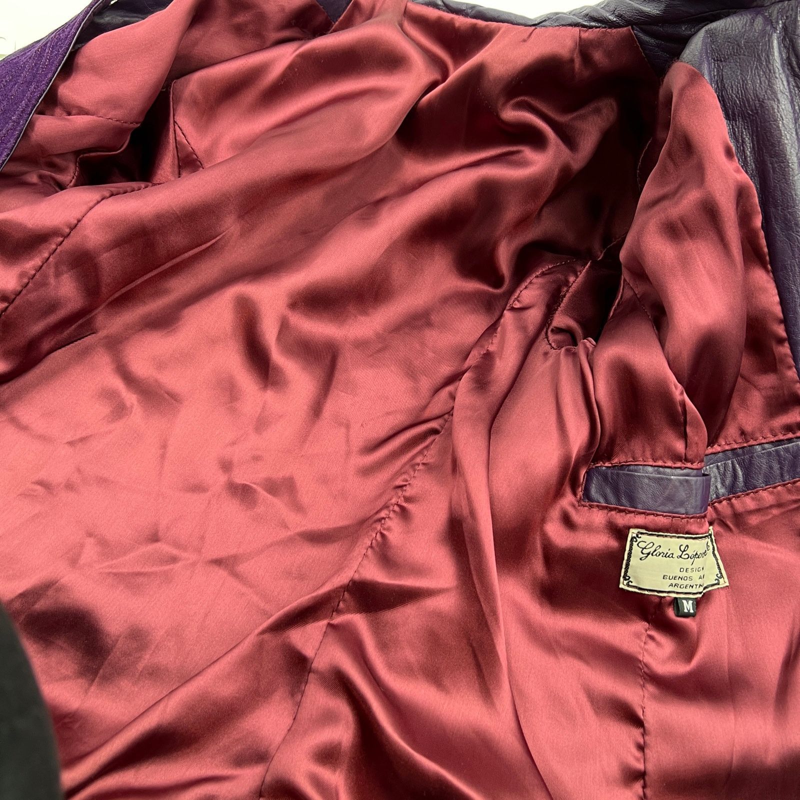 Vintage Gloria Lopez Sauque Suede Leather Jacket Purple Size M / US 6-8 / IT 42-44 - 4 Thumbnail