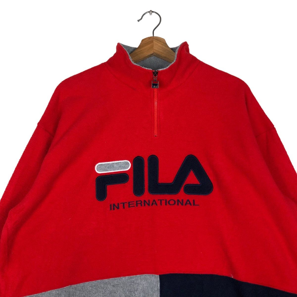 Japanese Brand 🔥Vtg Anorak Jacket Fleece Fila International Big Spell Out Size US XL / EU 56 / 4 - 3 Thumbnail