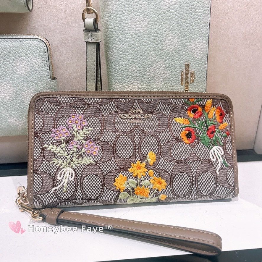 Coach Long Zip Around Wallet With Floral Embroidery CEC23 Size ONE SIZE - 2 Thumbnail