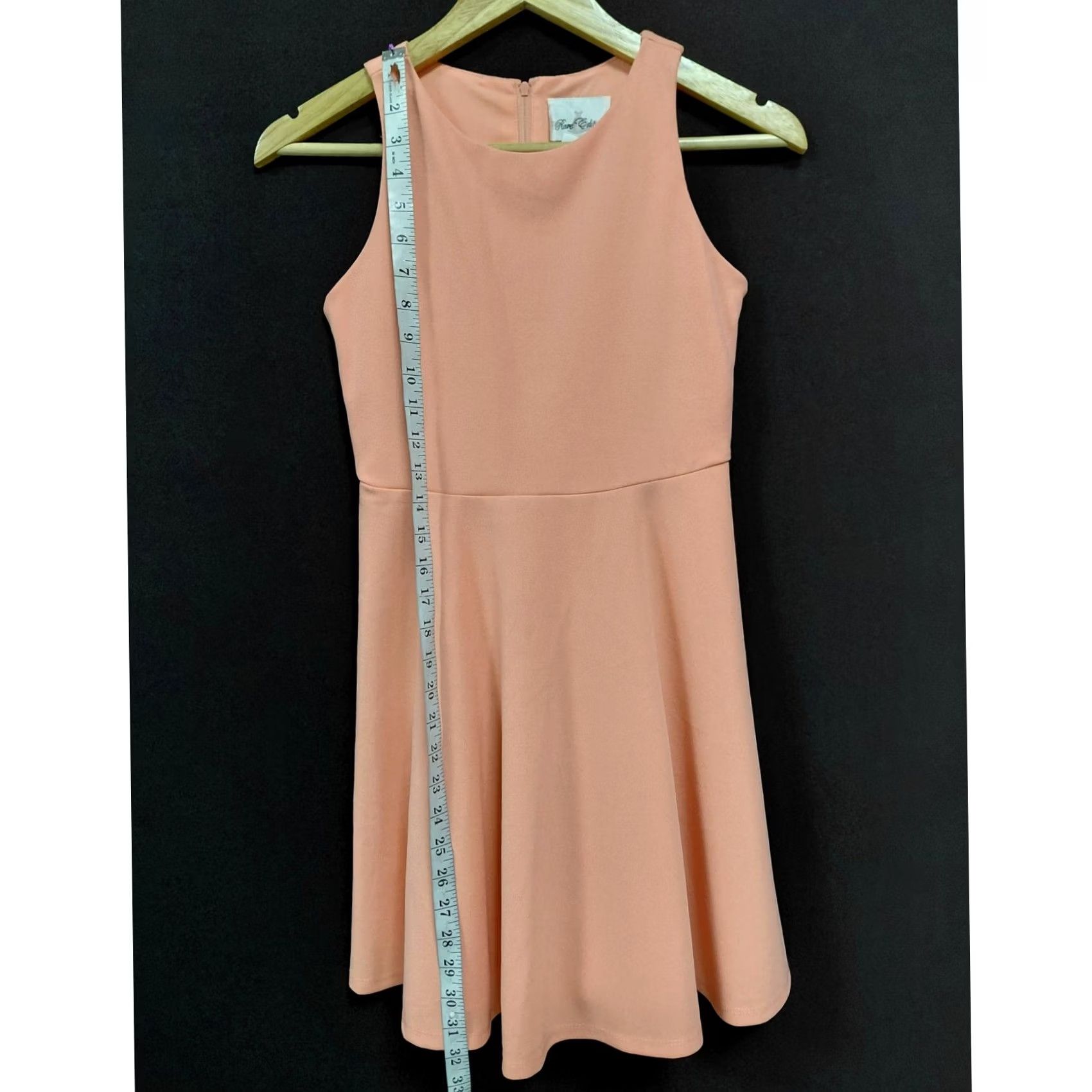 Vintage Rare Editions Peach Sleeveless Dress Knee Length Women Size 12, Light Weight, Polyester, Party/Cocktail, Casual, Spring Summer, Tank Dress, V-Neck N/A Size XL / US 12-14 / IT 48-50 - 6 Thumbnail