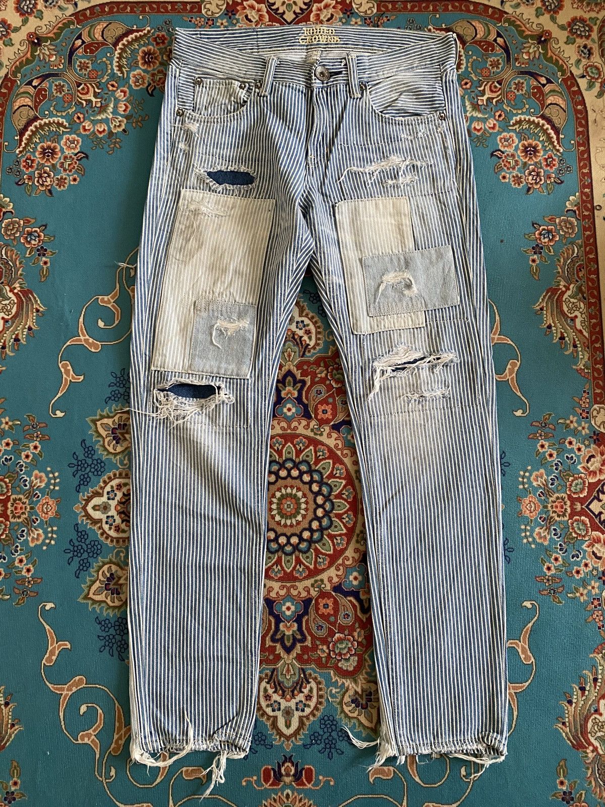 Japanese Brand Japanese Brand Rodeo Crowns DistressedPatchwork Design Denim Size US 30 / EU 46 - 2 Thumbnail
