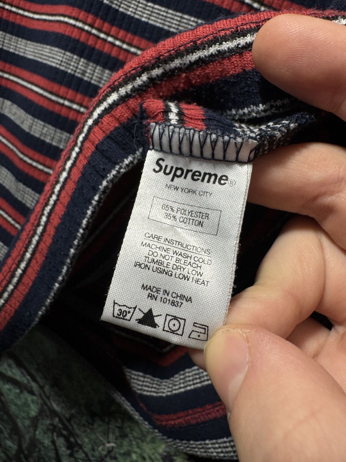Supreme Supreme Striped Classic Logo Long Sleeve Size US L / EU 52-54 / 3 - 4 Thumbnail