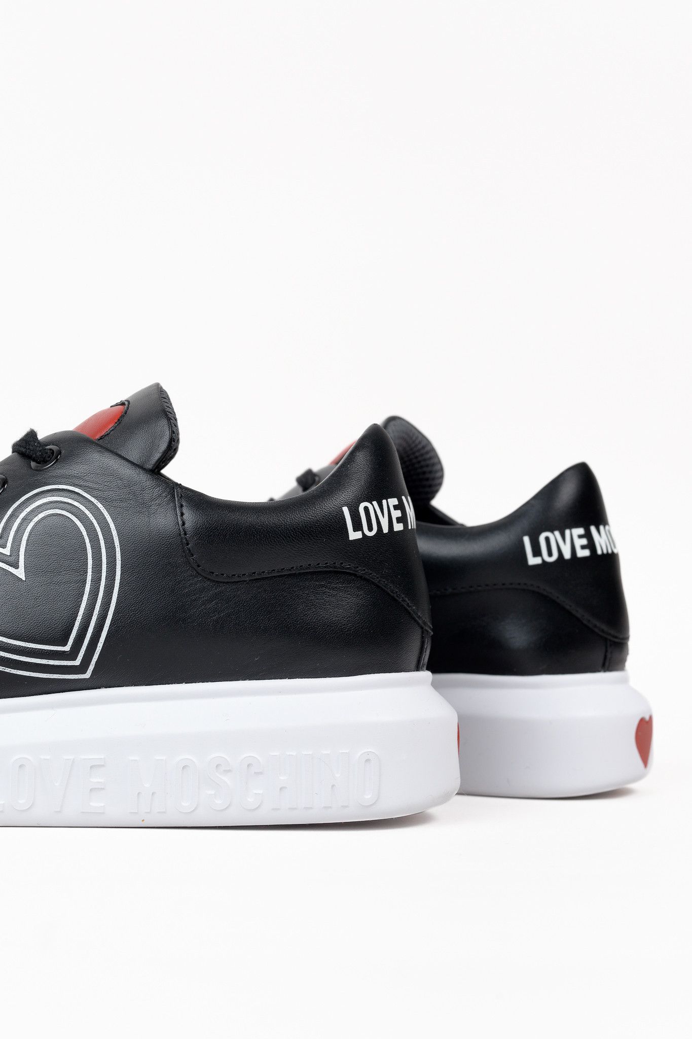 Love Moschino Love Moschino Logo & Hearts Black PU Leather Sneakers Size US 6.5 / IT 36.5 - 9 Thumbnail