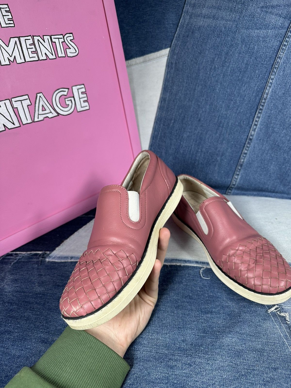 Bottega Veneta Bottega Veneta Intrecciato Slip-On Sneakers Pink Size US 8.5 / IT 38.5 - 10 Thumbnail