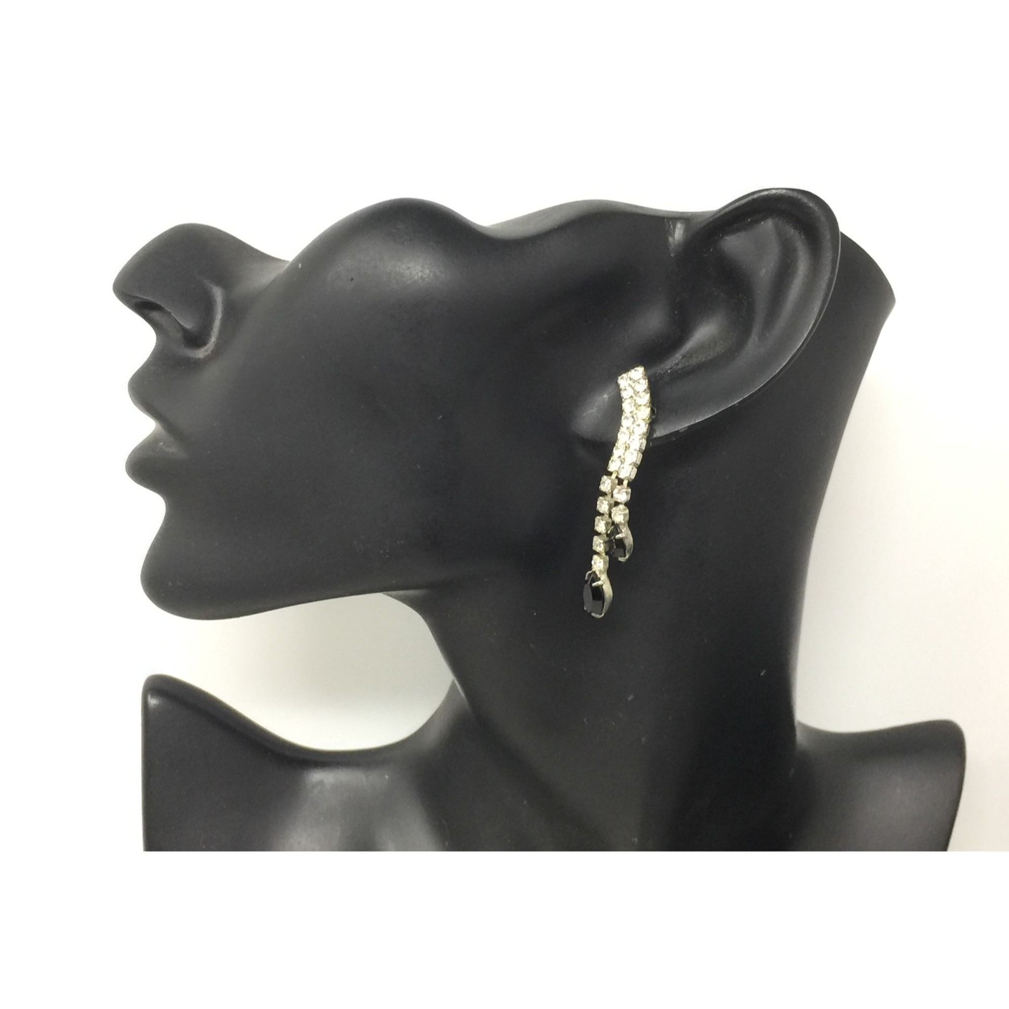 Other Women's Silver and Black Rhinestone Dangle Earrings Size ONE SIZE - 4 Thumbnail