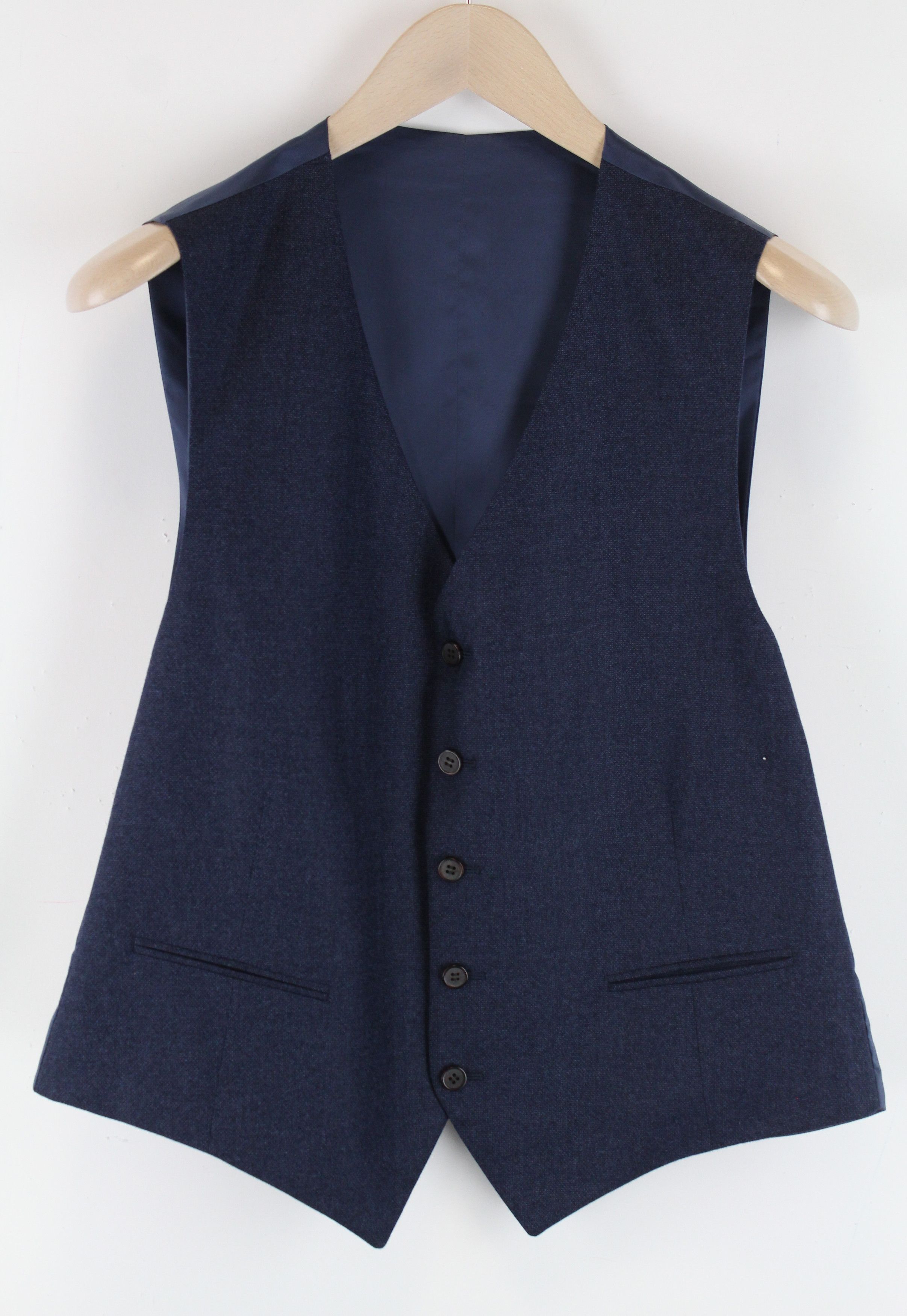 Suitsupply UK42S Blue Wool Single-Breasted V-neck Waistcoat 60874 Size 42S - 1 Thumbnail