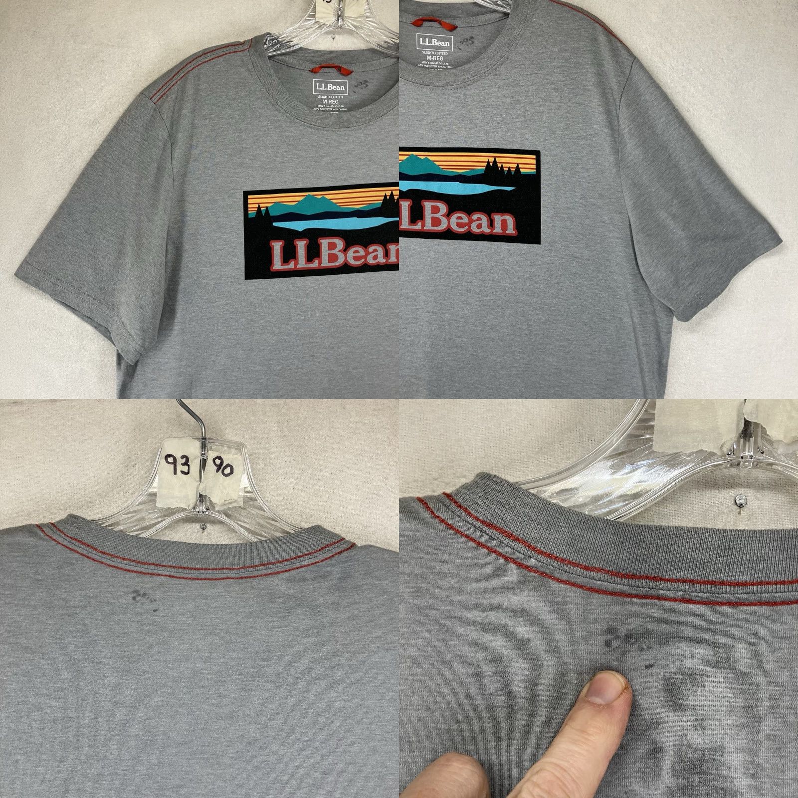 Vintage L.L.Bean Mens T-Shirt Regular Slightly Fitted Graphic Crew Neck Short Sleeve Gray Lightweight Cotton Polyester Logo Fisherman Size US M / EU 48-50 / 2 - 8 Thumbnail