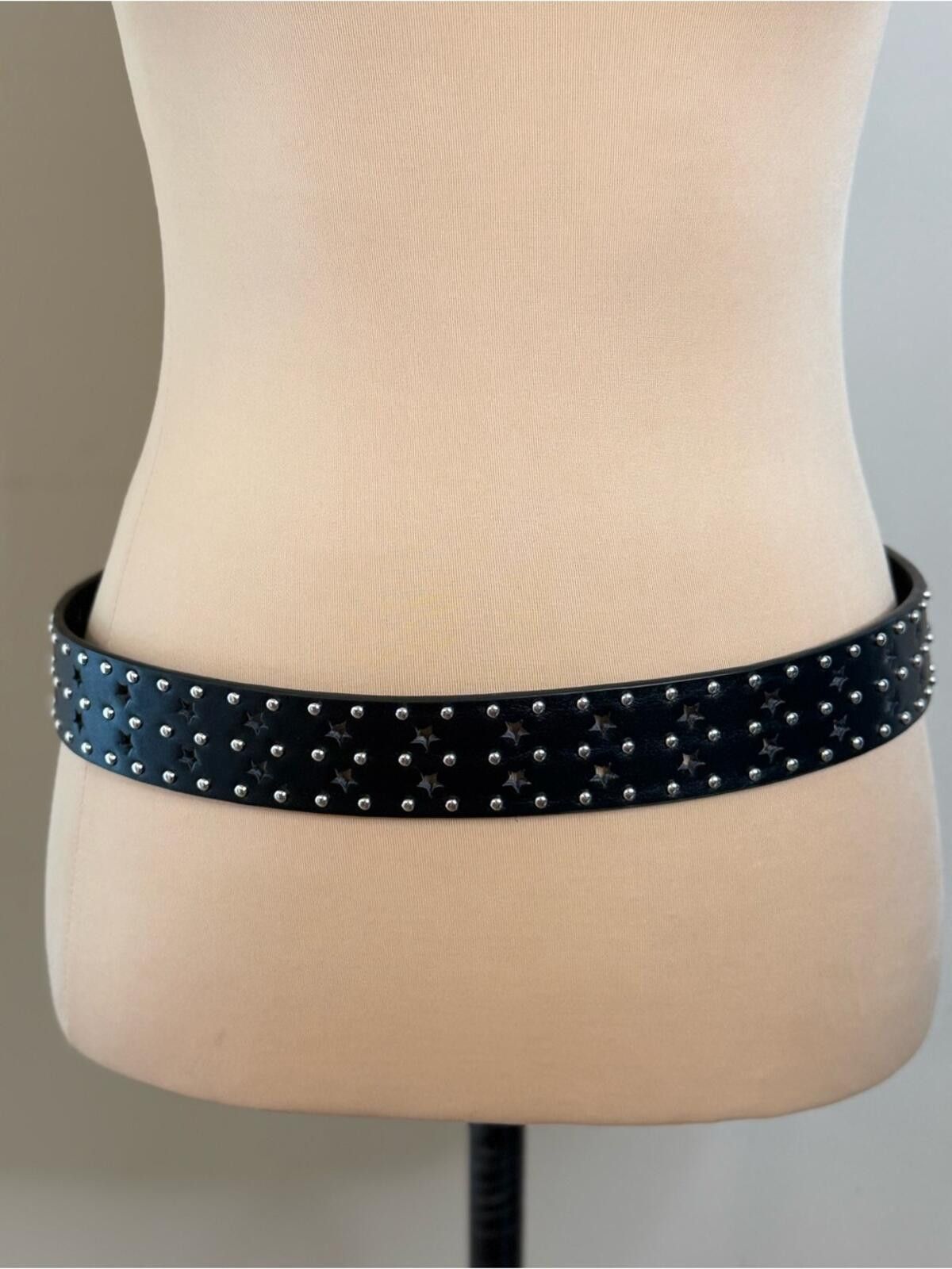 Other Faux leather black belt star cutout silver studs western 42” Size ONE SIZE - 4 Thumbnail
