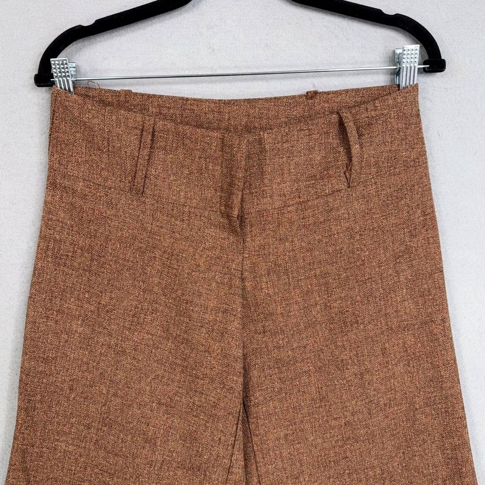 Vintage Spring Street Pants Womens 7 Brown Tweed Herringbone Wide-Leg Capri Casual 80s 90s Womens Size 28" / US 6 / IT 42 - 2 Thumbnail