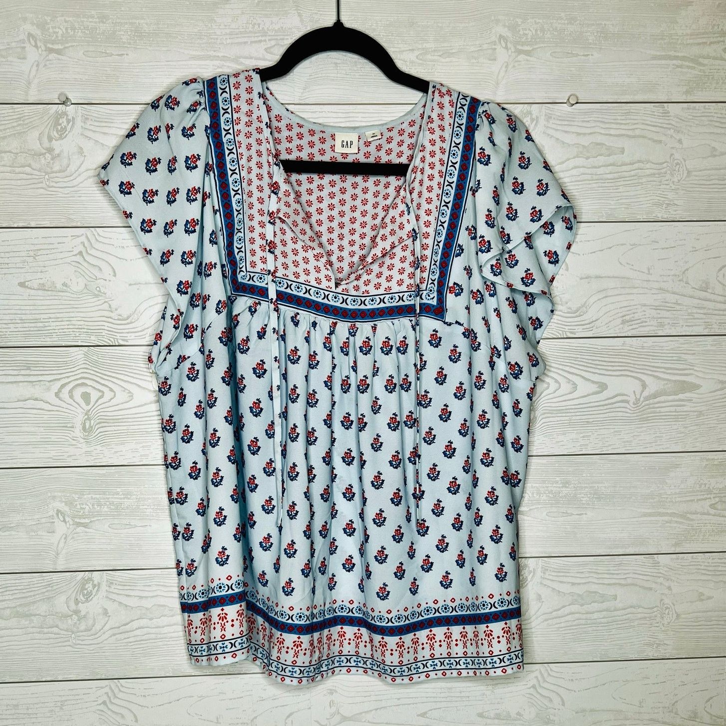 Gap Gap boho Zen flutter sleeve peasant top blue floral size XL Size XL / US 12-14 / IT 48-50 - 1 Thumbnail